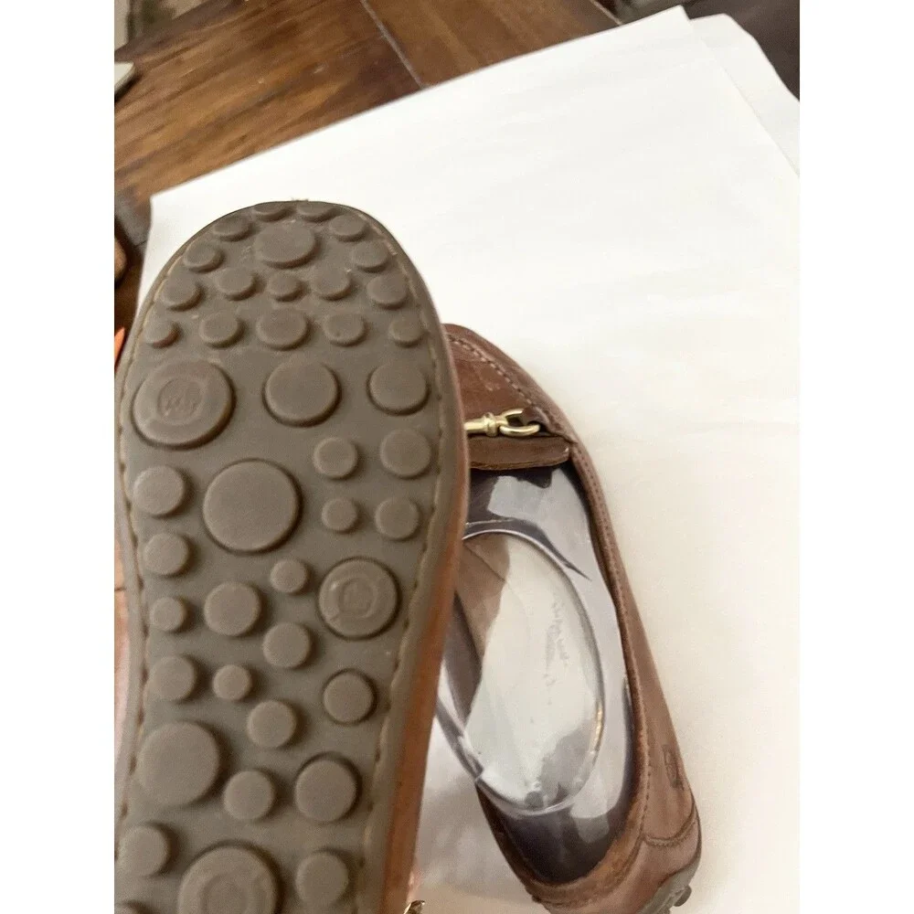 Born Malena Shoes 7.5 Slip On Driving Flat Loafers Brown Leather Horse Bit Comfy